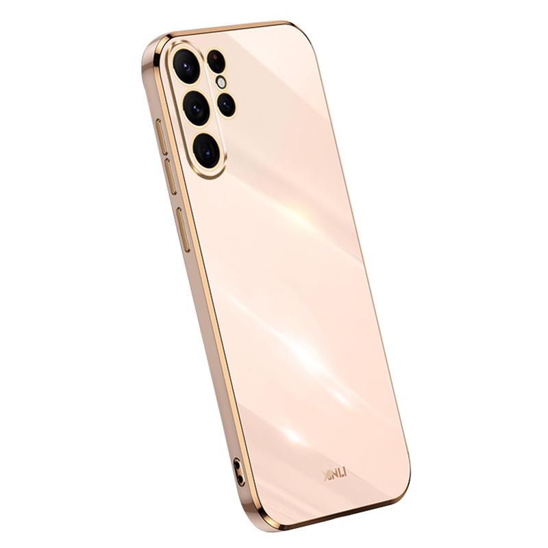 

XINLI Противоударный гальванизированный чехол для телефона Samsung Galaxy S23 Ultra Мягкий защитный чехол для смартфона из ТПУ Pink