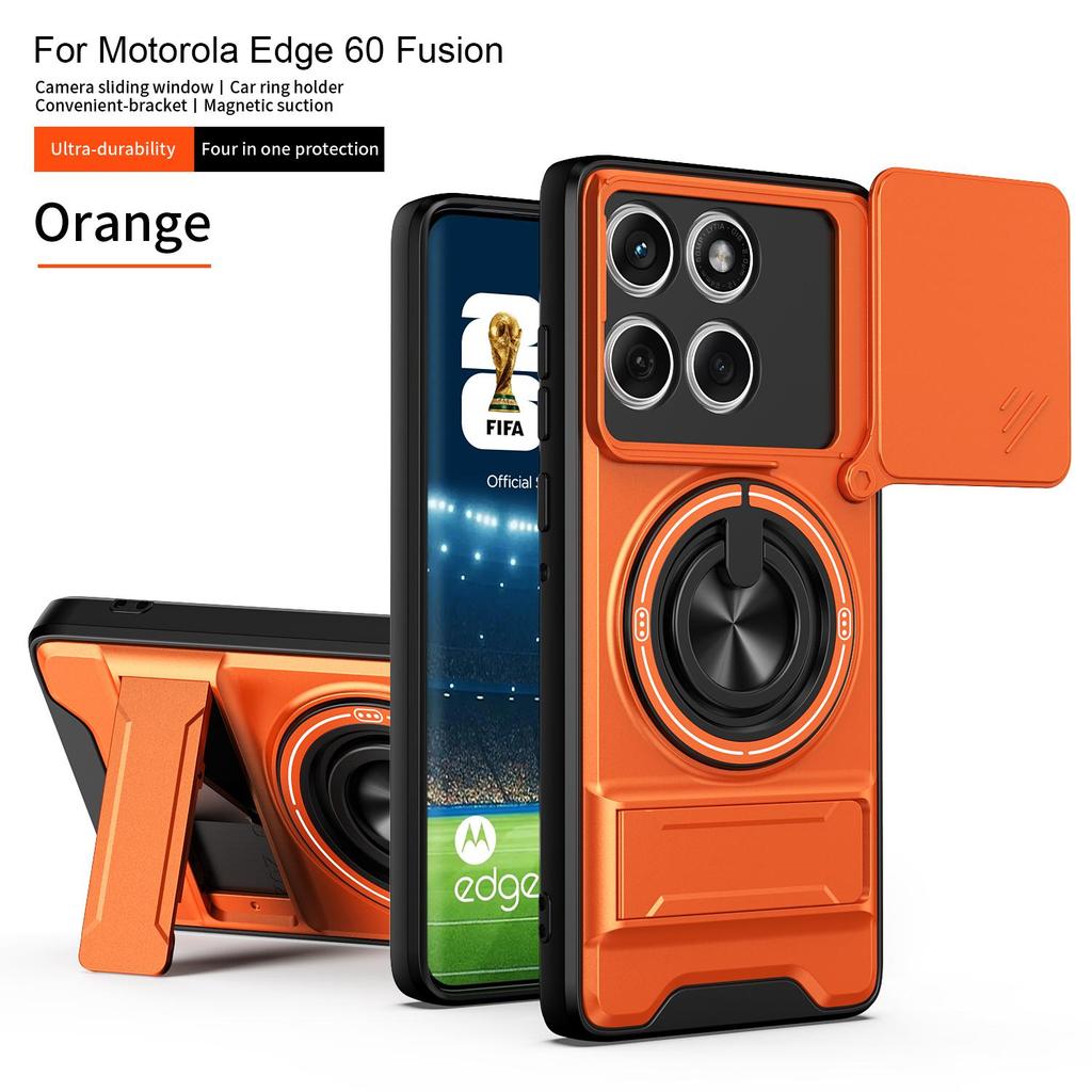 Schieb-Kameraabdeckung für Motorola Edge 60 Fusion Hülle mit integriertem Ringständer und Klappständer