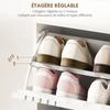 Shoe Cabinet, 3 Drop-Down Doors, Wooden Shoe Storage, for 18 Pairs, 63x24x117cm, White
