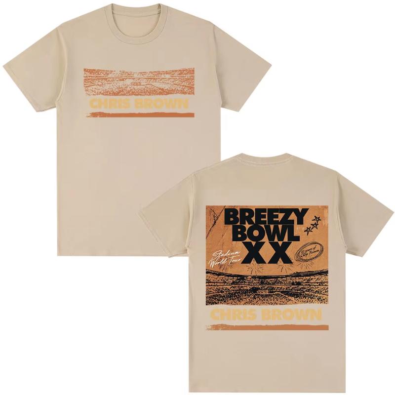 Rapper Chris Brown Tshirt Breezy Bowl XX Tour 2025 TShirts Unisex Women Harajuku ONeck Short Sleeve T Shirt Streetwear Fans Gift