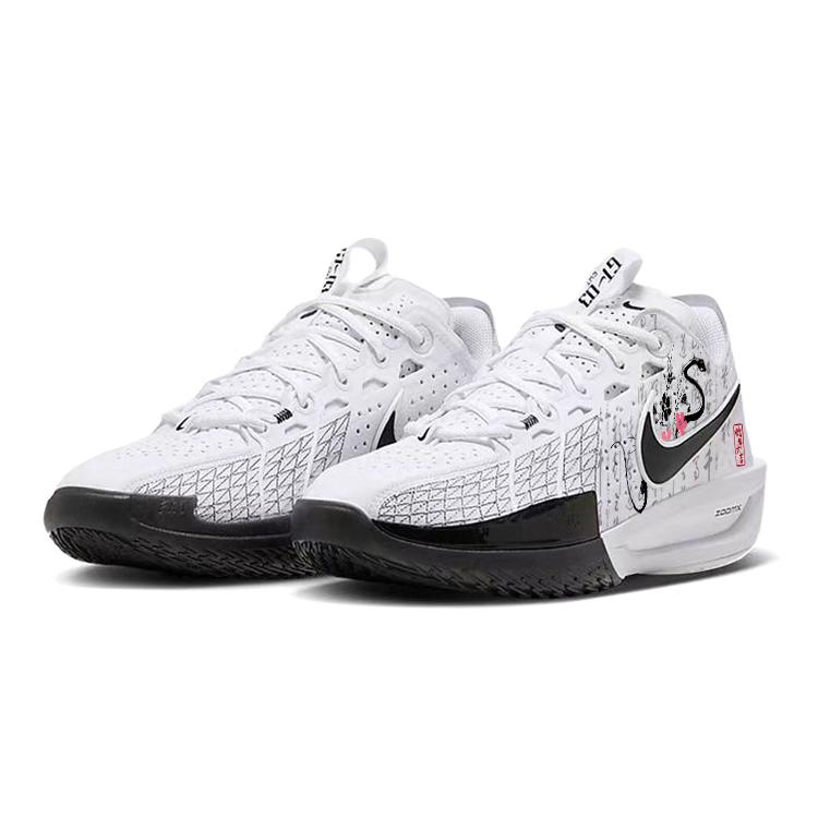 Nike Air Zoom G.T. Cut3 Cushioning Slip Resistant Low top Basketball Shoes Unisex Black White DV2918-102(Team181-)