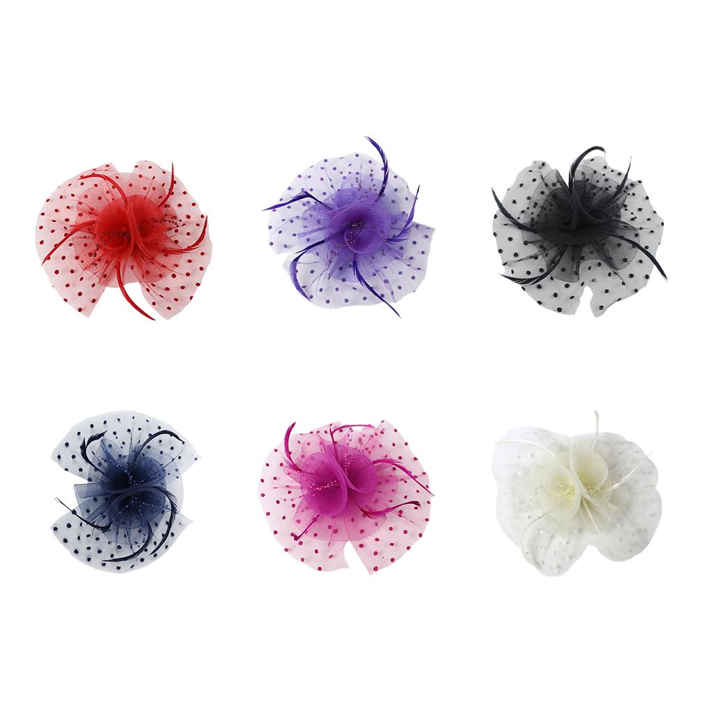 Women Flower Bow Net Hat Hair Clip for Bridesmaid Wedding Party Accessories Banquet Hair Clip Headdress