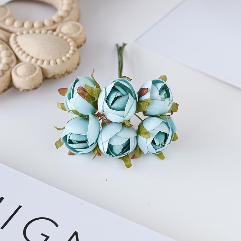 6Pcs Bouquet Multicolor Silk Roses Bouquet Vases for Home Decor Wedding Decorative Flowers Wholesale Christmas Wreath Scrapbook