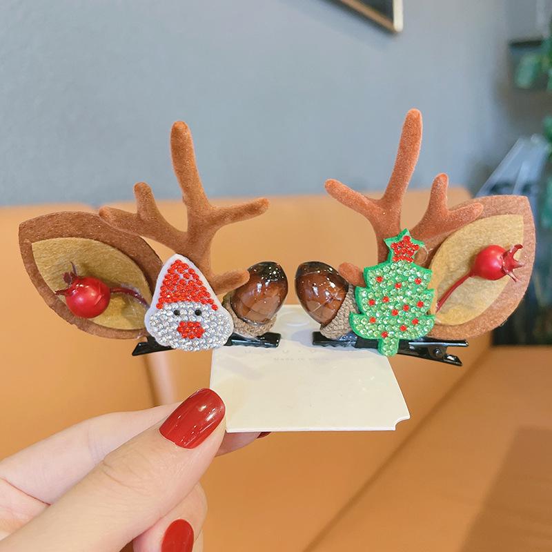 

Красная заколка для волос в виде оленьих рогов Санта-Клауса