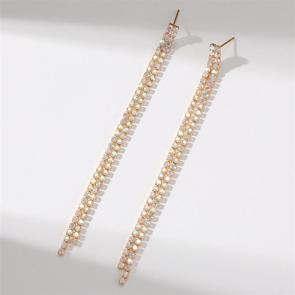 Elegant Cross-border Rhinestone Tassel Earrings - Luxurious Women's Fashion Jewelry