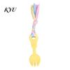 Indoor Outdoor Interactive Toys Pet Molar Teeth Cleaning Fork Toy, Durable Woven Rope Training Macaron for Dogs Colors TPR Chew Toy Gum Massage