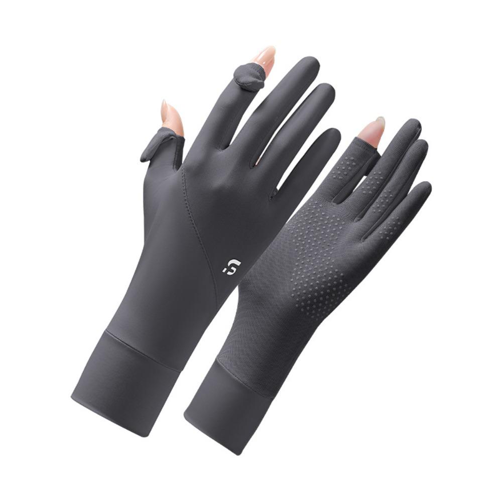 

Эластичные женские солнцезащитные перчатки Тонкие велосипедные перчатки для вождения Перчатки из ледяного шелка Лето темно серый