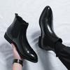 European and American Version of Large-size Chelsea Boots Men's High-top Pointed-toe Leather Shoes British Fashion Business Foot Short Boots