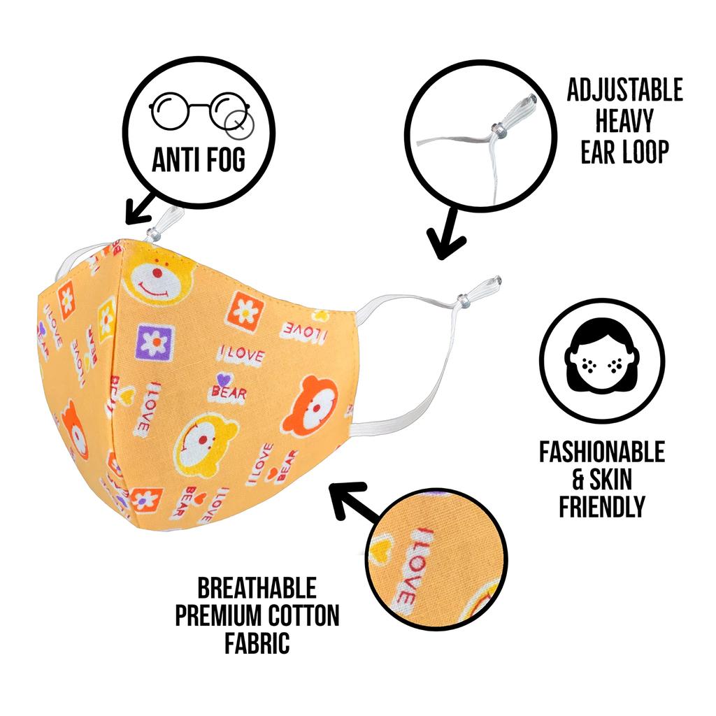 SUBHUSHA 3 Layer Print Mask For Kids Reusable Washable Breathable Adjustable Earloops Boys Girls Children Gift CM8 Mask (Multicolor, Free Size, Pack