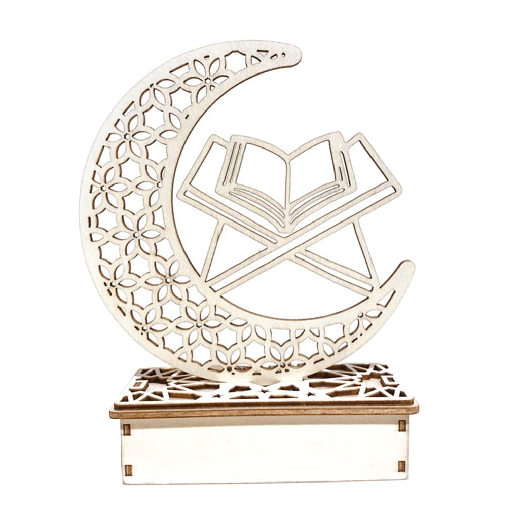 Pendentif en Bois EID Moubarak avec Bougies LED Lumière Décorations de Ramadan pour la Maison Décoration d'Eïd de Fête Musulmane Islamique Kareem Ramadan