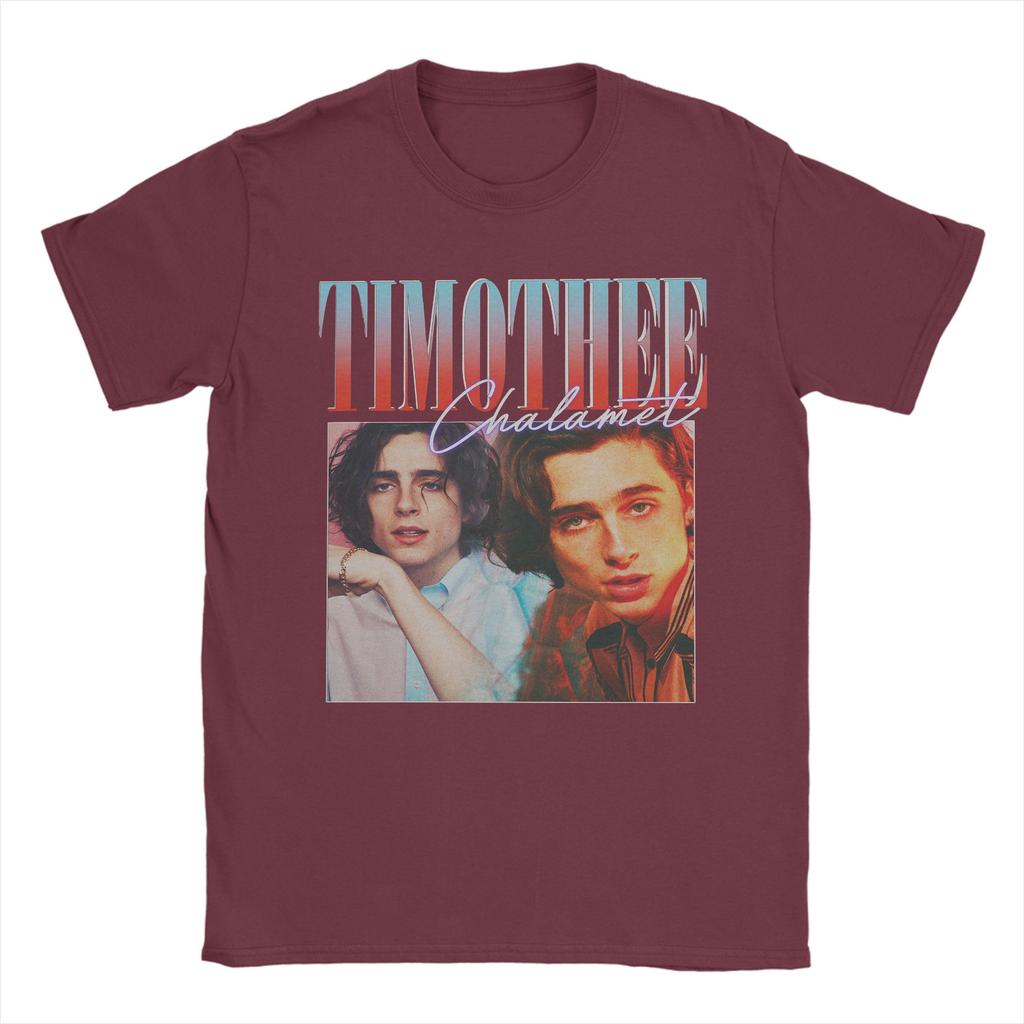 Timothee Chalamet Vintage T Shirts for Unisex Pure Cotton Vintage TShirt Round Collar Tee Shirt Short Sleeve Clothes Party