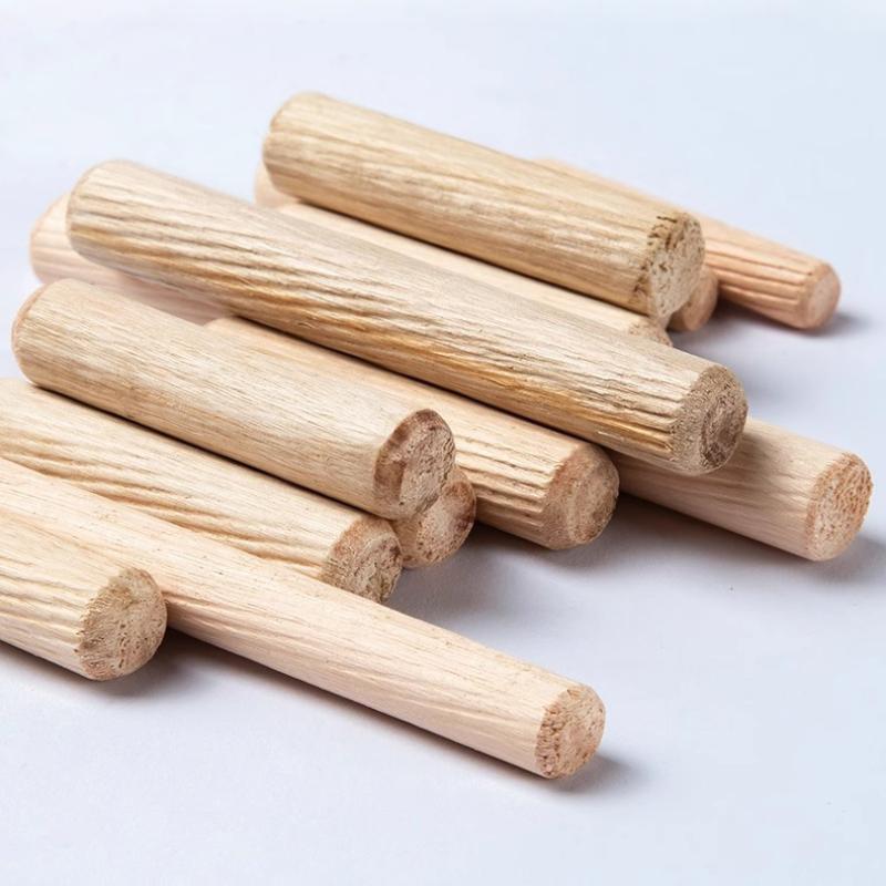 100Pcs Wooden Dowel Cabinet Drawer Round Fluted Wood Craft Dowel Pins Rods Set Furniture Fitting Wooden Dowel Pin