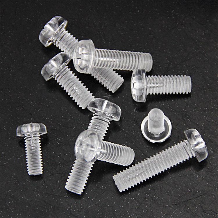 Acrylic Phillips Pan Head Screws: PC Translucent, Round Head, M2.5-M8