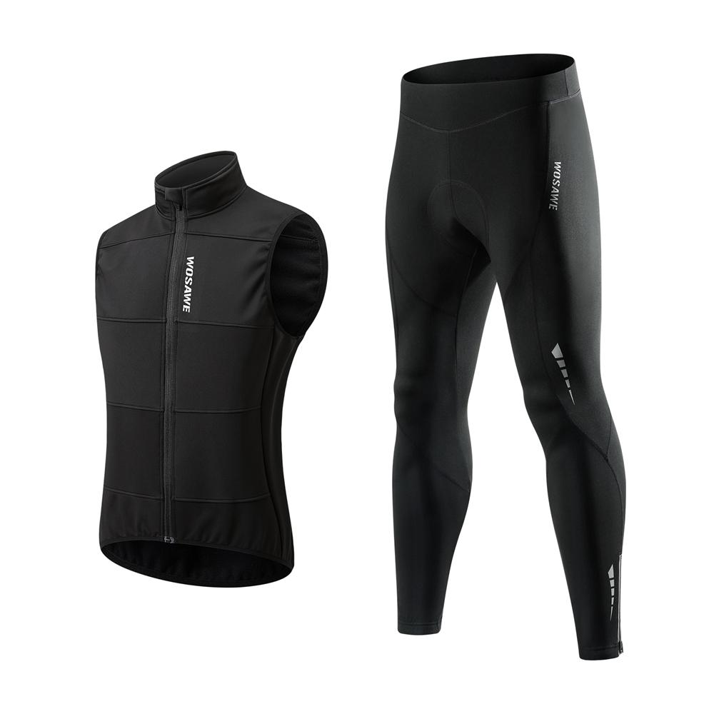 Wosawe Jesienne polarowe kombinezony rowerowe Softshell kolarski bezrękawnik i spodnie Outdoor Sport Odzież rowerowa