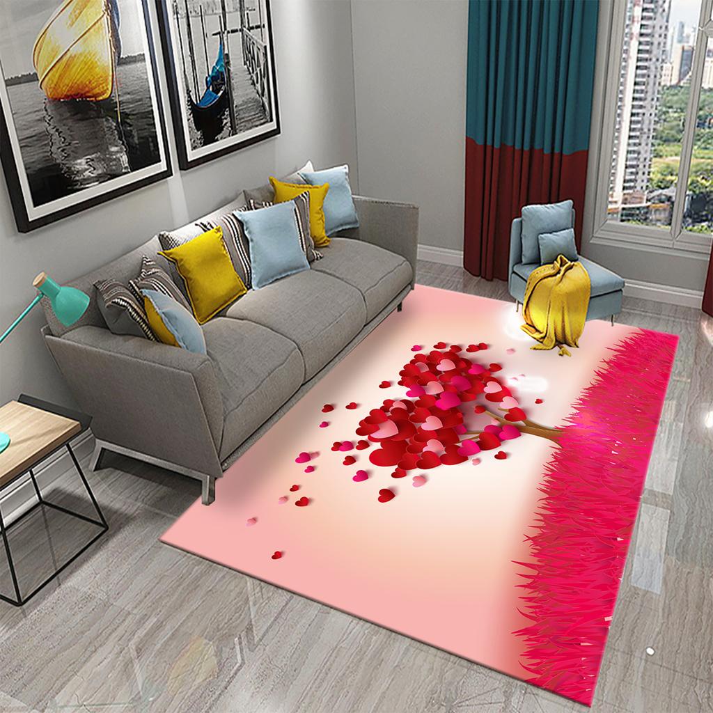 Romantic Love Heart Carpet Valentine's Day Rug Bathroom Anti Slip Floor Mat Living Room Bedroom Entrance Doormat Decor Carpet