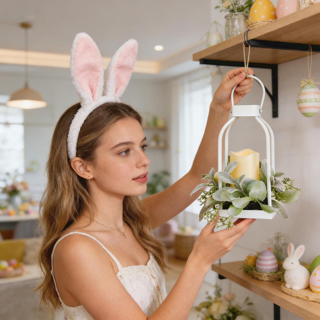 Easter Wrought Iron Handheld Lamp, Resembling A Decorative Candlestick Lamp, A Prop For Courtyard Scene Decoration.