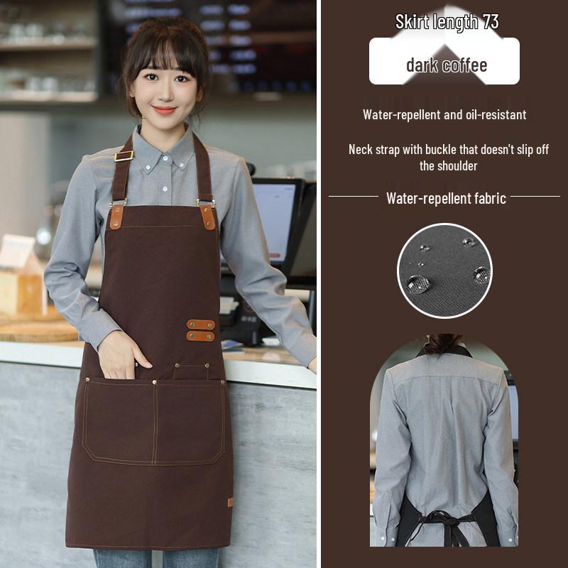 High-End Waterproof Canvas Catering Apron with Logo Printing