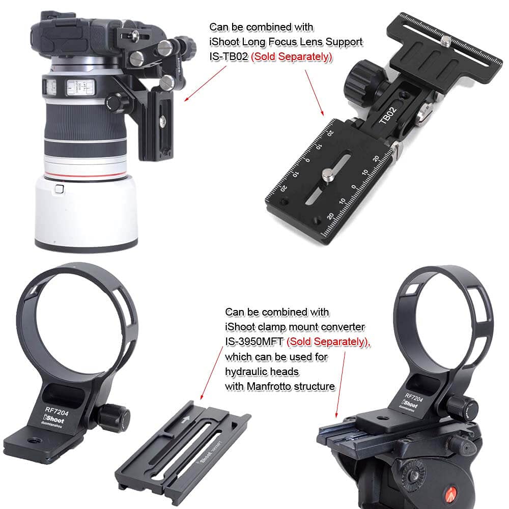 iShoot Camera Tripod Mount Tripod Mount Lens Support Lens Bracket Tripod Compatible with Canon RF IS USM Ring, Ring, Collar, Collar, Socket, 70-200