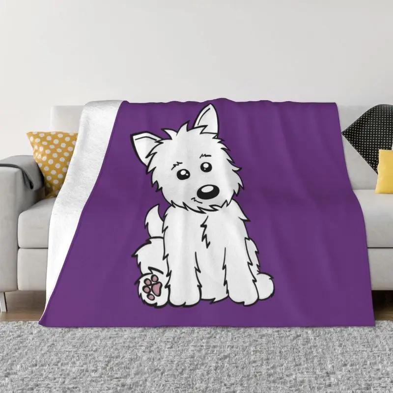 Highland White Terrier Dog Blanket Warm Flannel Animal Print Throw Blanket Bedding Living Room Sofa Throw King Travel Blankets 130x150cm