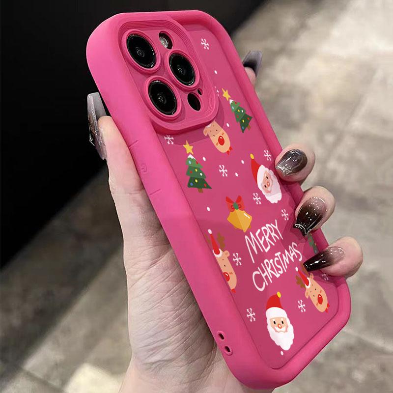 

Чехол для телефона с принтом Рождественской елки и Деда Мороза Для iPhone 17 16 15 14 13 12 11 Pro Max XS XR 7 8 Plus 16E Ударопрочный Мягкий Чехол iPhone SE (2020)