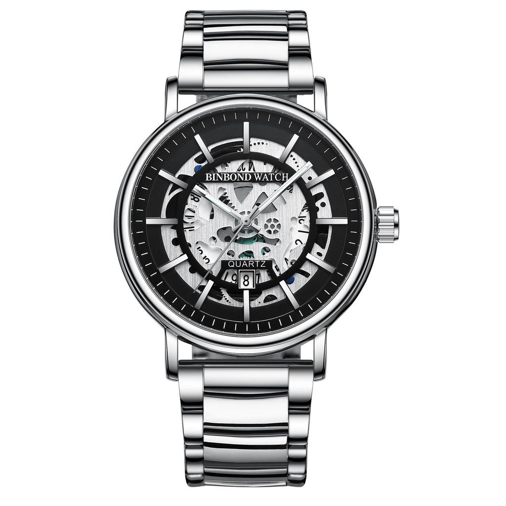 2022 Trending Men's Multifunctional Skeleton Dial Waterproof Wristwatch with Luminous Hands