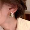 Vintage Französische exquisite Emaille-Glasur-Blumen-Ohrclips, kleine Zirkon-Blumen-Pflanzen-Ohrclips