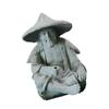 Fisherman Ornament Resin Unique Light Gray Old Man Fishing Statues for Rock Garden Ecological Fish Tank Micro Landscape