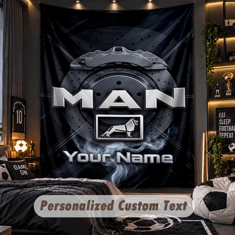 TapestryMAN Truck Custom Name Text Personalized Wall Hanging Tapestry Home Wall Decor