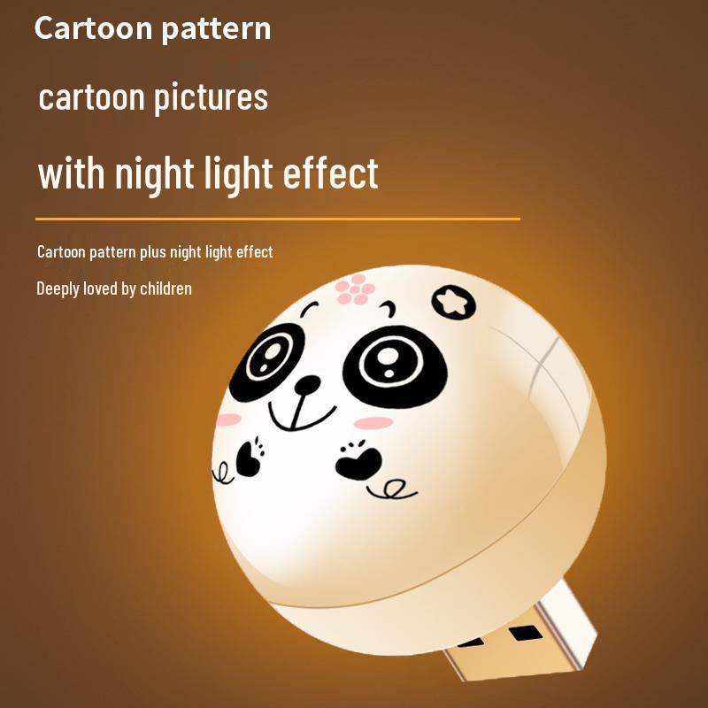 Panda Voice-Controlled Cartoon Night Light - Portable, Intelligent, and Creative Round Design.