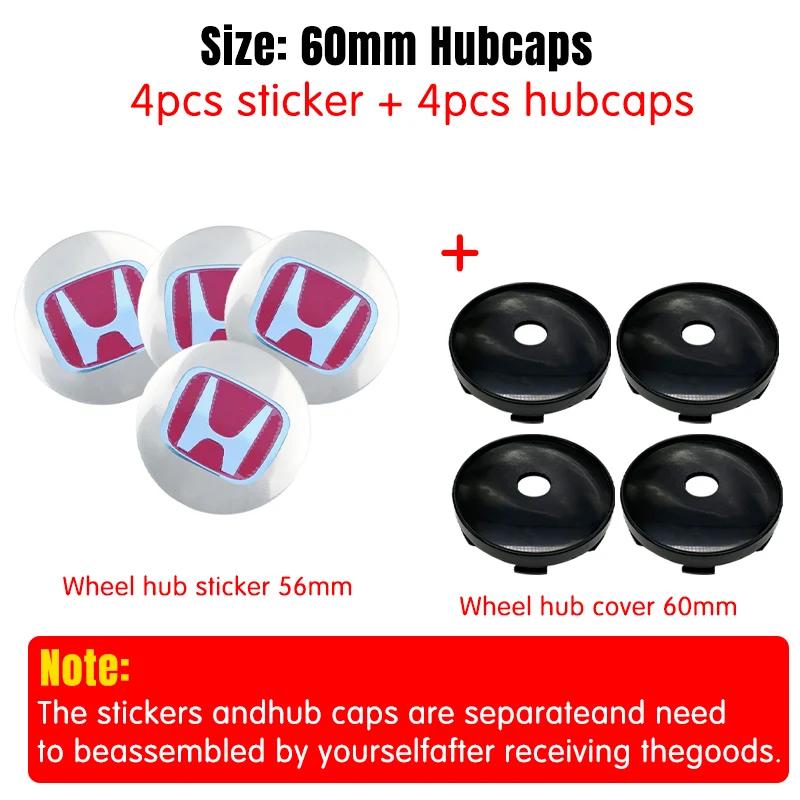 4pcs 56mm 60mm Car Wheel Center Hub Center Cap Rim Hub Dustproof Cover Emblemem For Honda Accord CRV XRV Civic Odyssey ahn256
