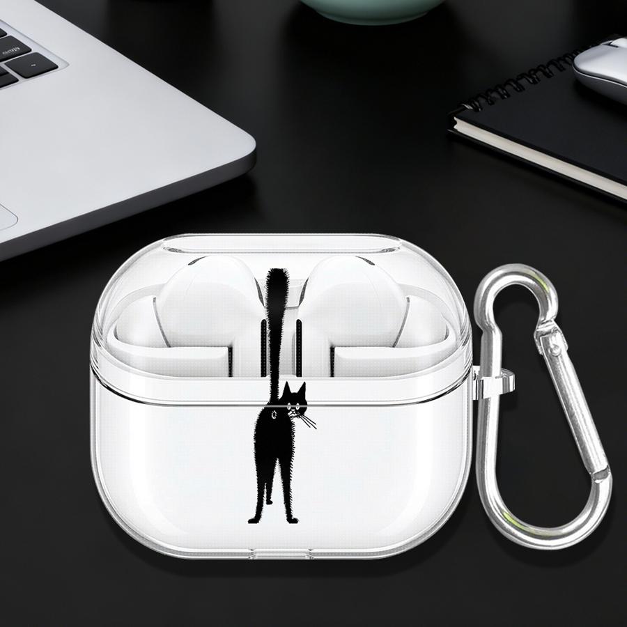 

Cartoon Cute Cat Clear Earphone Cases Cover With Hook Case For Samsung Galaxy Buds 4Pro 3 FE 2 Live 3Pro 4 Pro 2Pro Buds 4 Pro