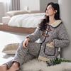 Pajamas Women'S Winter 2024 Three-Layer Thickened Velvet Woven Cotton Jacket Autumn And Winter Warm Loungewear