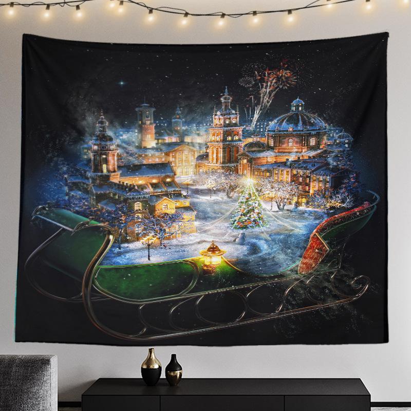 Cross-border Christmas Tree Tapestry Santa Hanging Cloth Background Cloth Digital Printing