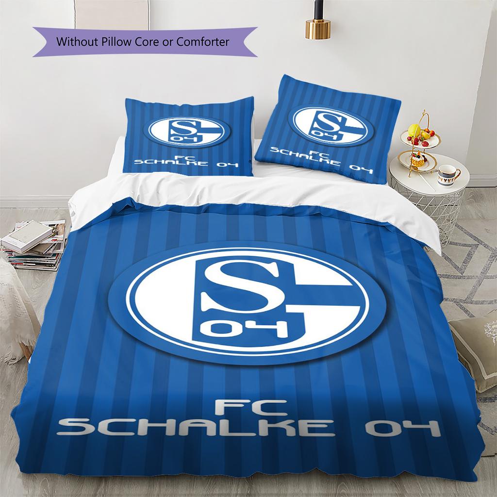 FC Schalke 04 Pattern Bedding Set Quilt Cover Pillowcase Home Decor Gift (1 * Duvet Cover + 2 * Pillowcase, Without Core)