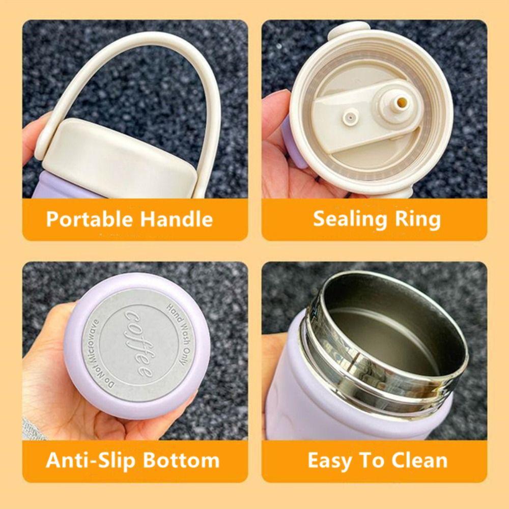 Insulation Or Cooling Stainless Steel Thermos Cup 500ml Straw Travel Cup  Sports