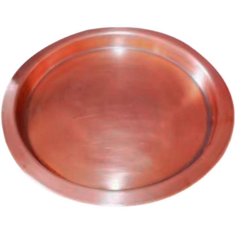 Handcrafted Vintage Red Copper Fruit Tray,Large Size Home Hamburger/Food Cheese Tableware,35cm Snack Cake Plate Table Decoration