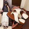 Fashion Casual Cover Toe Flat Slippers Women's Summer Wear 2025 New Seaside Vacation Beach Shoes Roman Cool Slippers