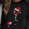 Sweatshirt Jumper Loose Fit Thick Autumn Winter Shiny Wine Cup Print Christmas Sweatshirt for Home
