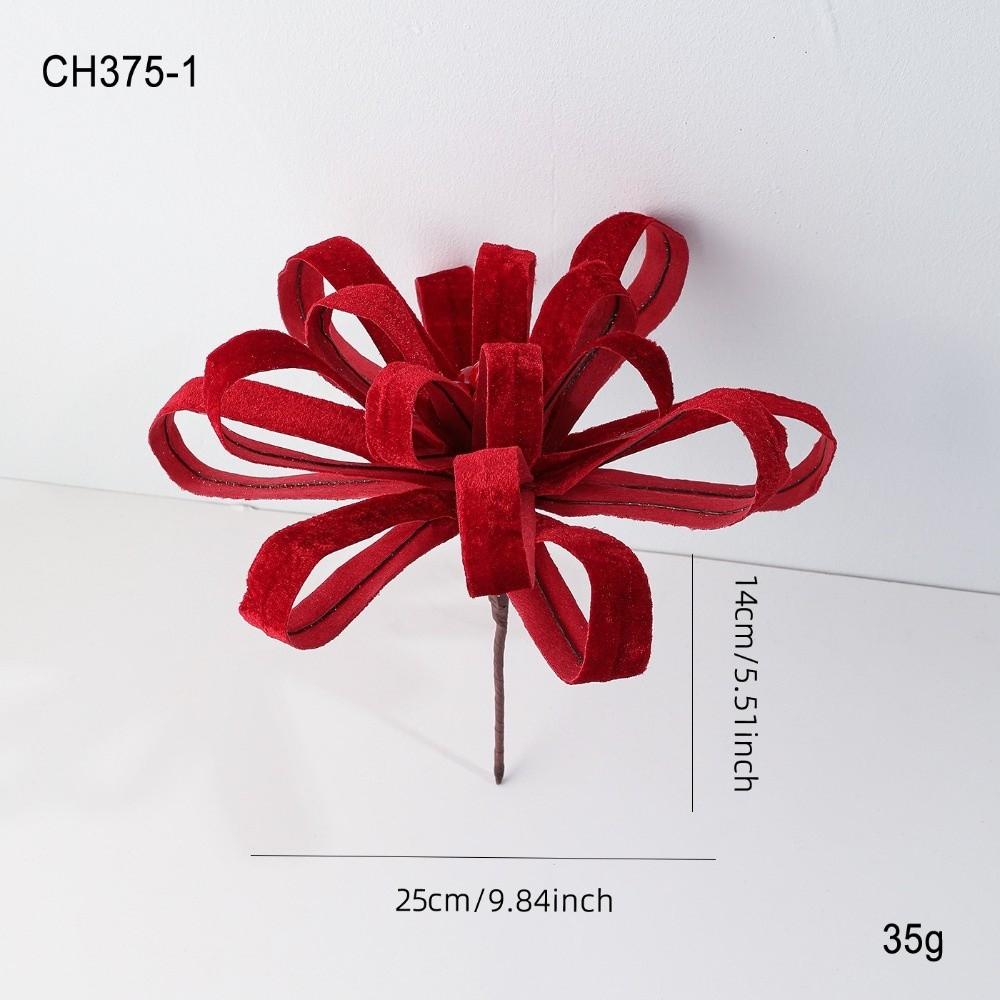 

New 25CM Artificial Poinsettia Flower Flocking Fabric Ribbon Christmas Flower DIY Christmas Flower Home Decoration червоний