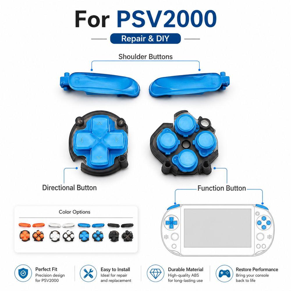 Shoulder Buttons Replacement Button Set Handheld Console Buttons for PSV2000 Controller Button Kit