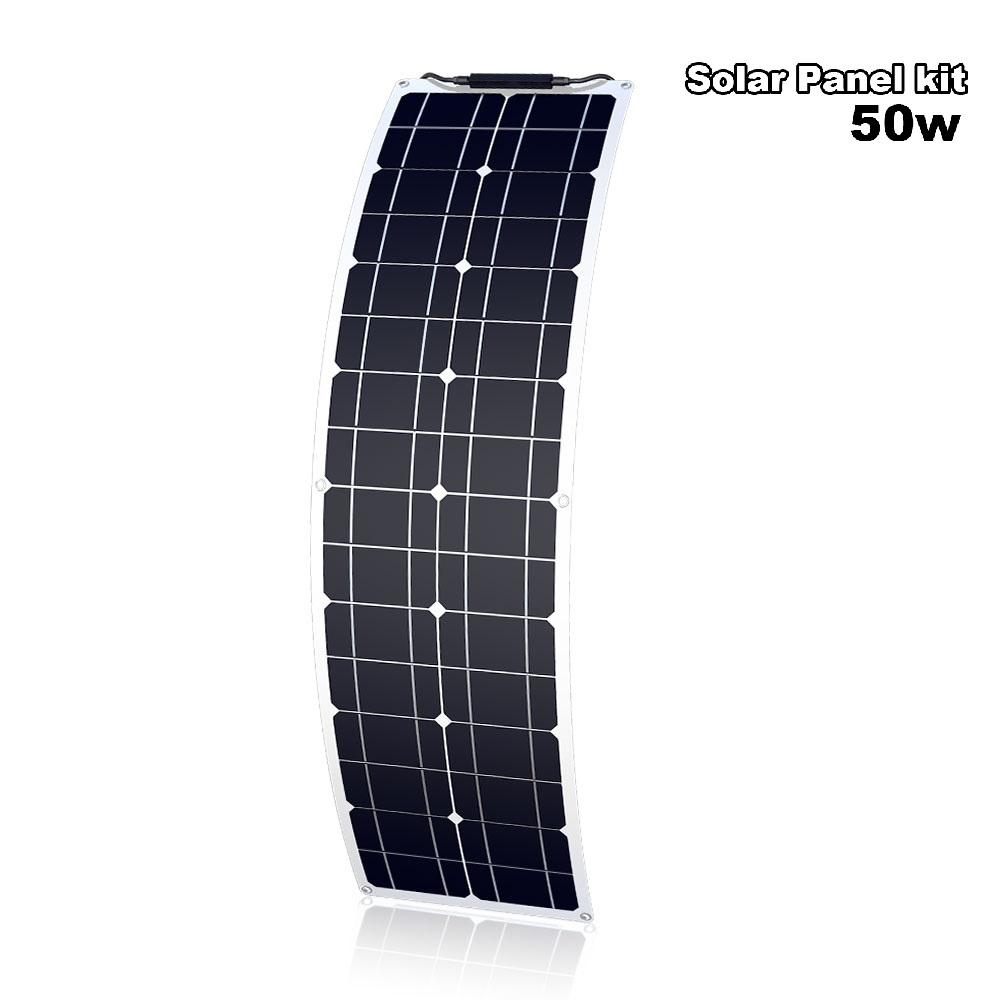 Pannello Solare 50W/100W Monocristallino Flessibile Kit Pannello Solare Sistema Caricabatterie