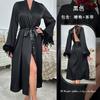 Light luxury Mao Mao decorative loose satin nightgown long lace-up V-neck bathrobe women's homewear 809