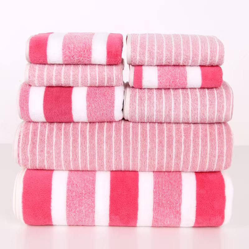 Set de 8 prosoape: Prosoape Groase Absorbante pentru Baie, Față și Păr din Fleece de Corali pentru Adulți și Copii