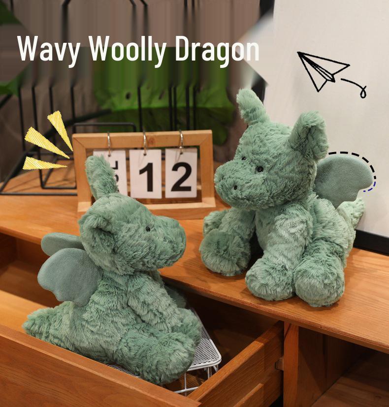 Cross-Border Green Wavy Wool Dragon Plush Soothing Doll Toy Gift