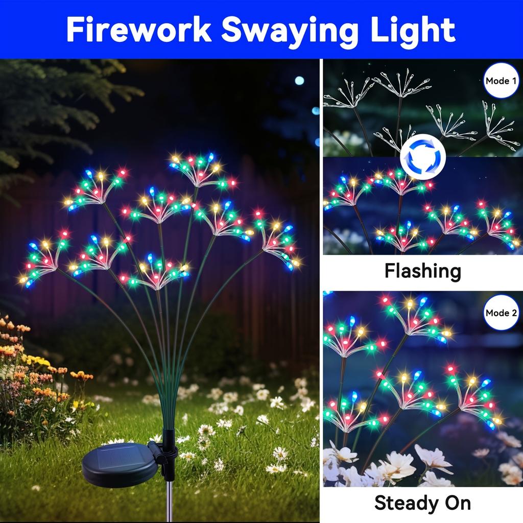Solar WaterproSwaying Starburst Garden Lights for Outdoor Decor, Ideal for Yard, Patio, Pathways. Perfect Gift for Women, Warm White