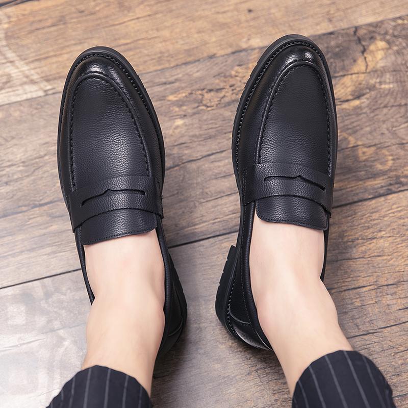 Thick Soled Pure Black Designer Adult Men's LoafersLoafers Slip-On Comfortable Casual Shoes Business Classic Penny Flats Oxfords
