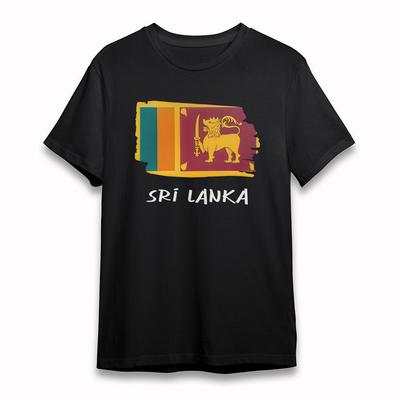Men's Cotton Oversize T-Shirt Sri Lankan Tea Plantation Art Tee Short Soft Black