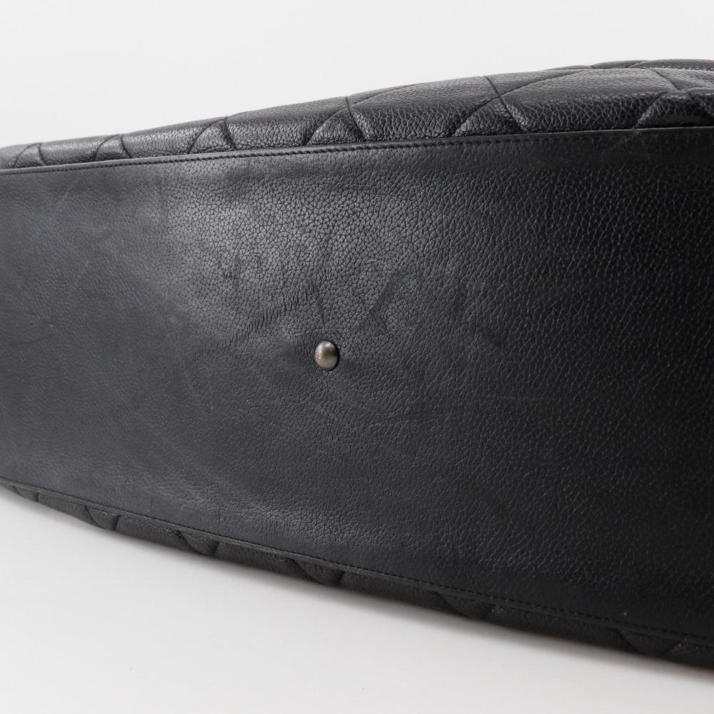 Chanel Matelasse Boston Bag Logo Black Caviar Skin/enamel Women Used