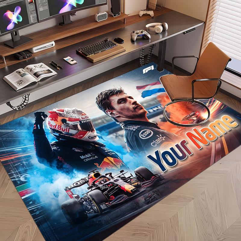 Tappeto Personalizzato Modello Max Verstappen Stampa Nome Testo Morbido Antiscivolo Tappeto per Pavimento per Decorazione Interna Casa