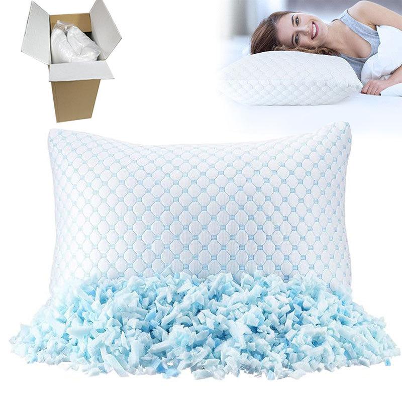 1pc Summer Cooling Pillow,Ice Silky and Bamboo Fiber AB Side Face,Shredded Memory Foam Home Hotel Sleeping Pillows 51*76/51*92cm